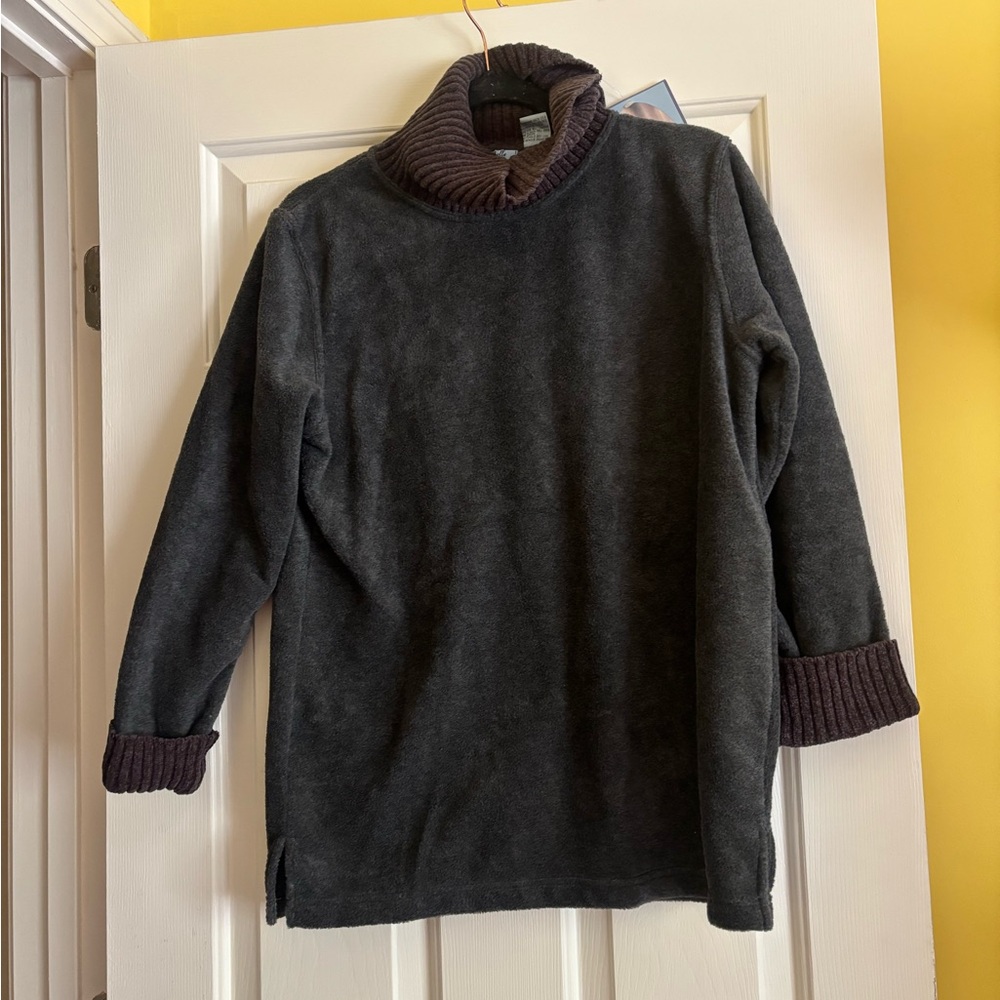 Gray and Brown Cowl Neck Sweater Relaxed Fit Knit